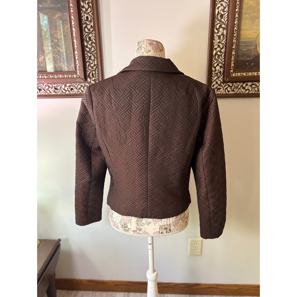Kenar Quilted Jacket Brown Geometric Pattern Zip … - image 3